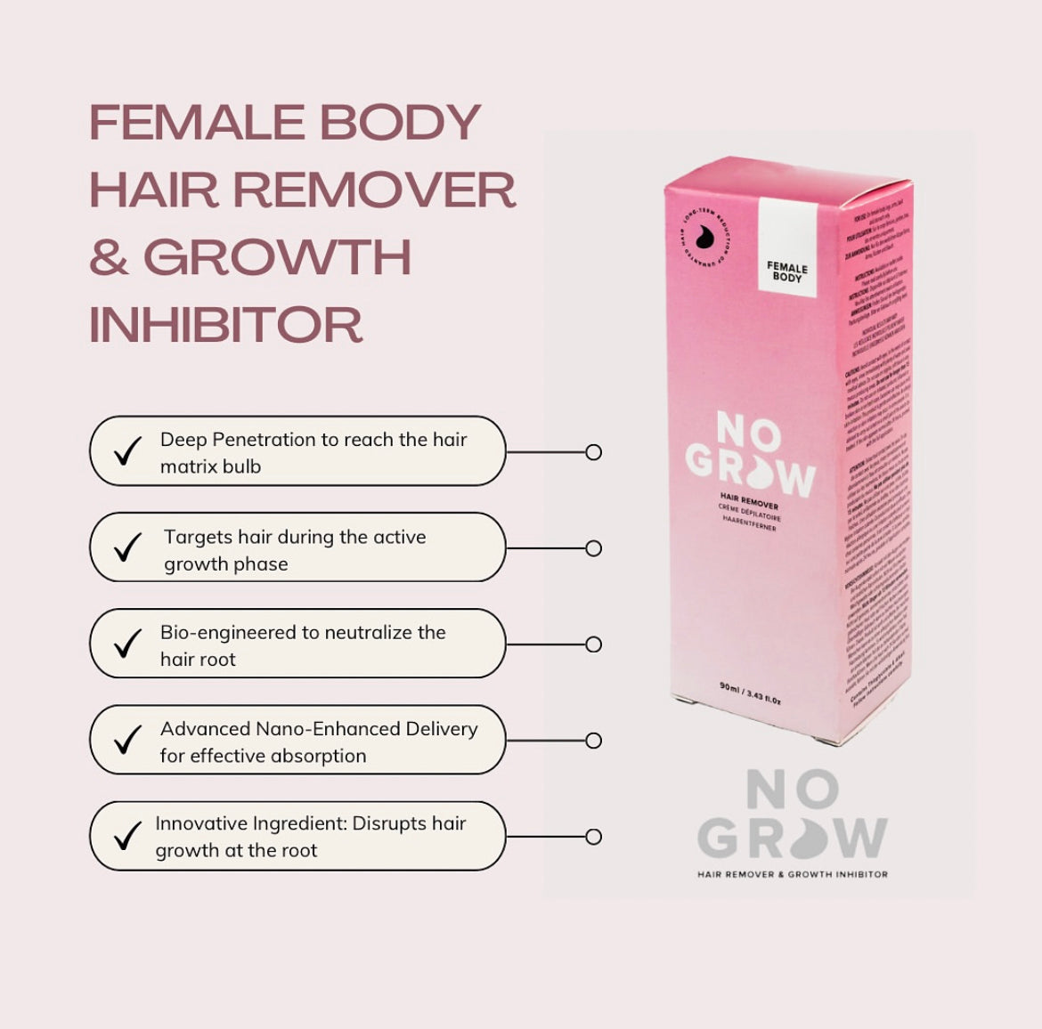 Female Body Hair Remover & Growth Inhibitor 90 ml